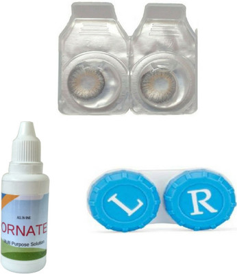 

Ornate Natural Grey Colored Contact Lens 1 Pair with case and solution (0 Power) Monthly Contact Lens(0, Natural Grey, Pack of 2)