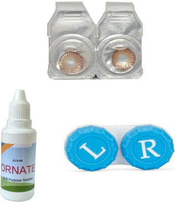

Ornate Brown Colored Contact Lens 1 Pair with case and solution (0 Power) Monthly Contact Lens(0, Brown, Pack of 2)