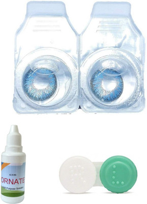 

Ornate True sapphire Colored Contact Lens 1 Pair with case and solution (0 Power) Monthly Contact Lens(0, True sapphire, Pack of 2)