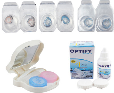 

Optify Combo Pack Monthly Color Contact Lens With Travel Kit Monthly Contact Lens(1, Grey-Blue-Blue, Pack of 3)