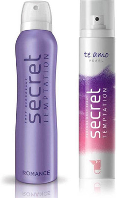 

Secret Temptation Romance and Te Amo Pearl Body Mist - For Women(170 ml, Pack of 2)