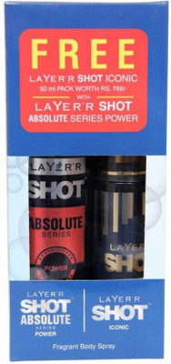 

Layer'r Shot Absolute Series POWER with Iconic 50 ml Pack of 2 Fragrant Body Spray - For Men(185 ml)