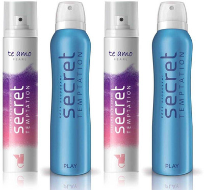

Secret Temptation 2 Te Amo Pearl and 2 Play Body Mist - For Women(540 ml, Pack of 4)