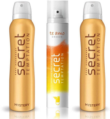 

Secret Temptation 2 Mystery and Te Amo Breeze Body Mist - For Women(420 ml, Pack of 3)