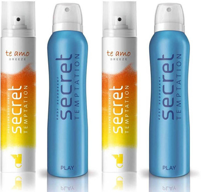 

Secret Temptation 2 Te Amo Breeze and 2 Play Body Mist - For Women(540 ml, Pack of 4)