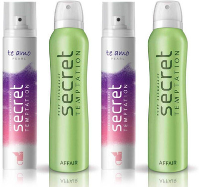 

Secret Temptation 2 Te Amo Pearl and 2 Affair Body Mist - For Women(540 ml, Pack of 4)