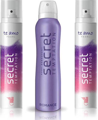 

Secret Temptation 2 Te Amo Pearl and Romance Body Mist - For Women(390 ml, Pack of 3)