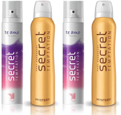 

Secret Temptation 2 Te Amo Pearl and 2 Mystery Body Mist - For Women(540 ml, Pack of 4)