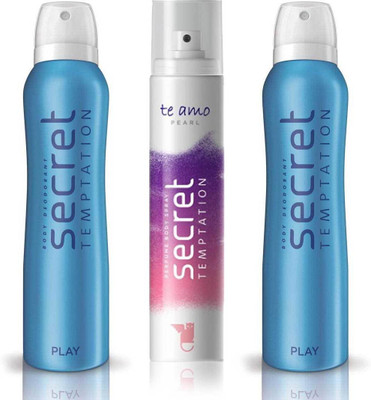 

Secret Temptation 2 Play and Te Amo Pearl Body Mist - For Women(420 ml, Pack of 3)