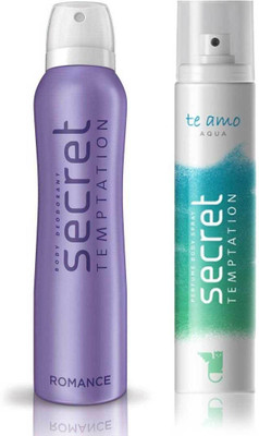 

Secret Temptation Romance and Te Amo Aqua Body Mist - For Women(170 ml, Pack of 2)