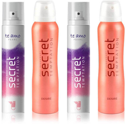 

Secret Temptation 2 Te Amo Pearl and 2 Desire Body Mist - For Women(540 ml, Pack of 4)