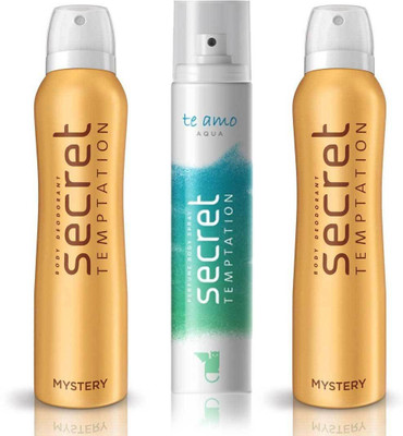 

Secret Temptation 2 Mystery and Te Amo Aqua Body Mist - For Women(420 ml, Pack of 3)