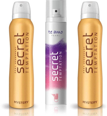 

Secret Temptation 2 Mystery and Te Amo Pearl Body Mist - For Women(420 ml, Pack of 3)