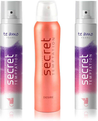 

Secret Temptation 2 Te Amo Pearl and Desire Body Mist - For Women(390 ml, Pack of 3)