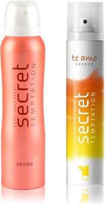 

Secret Temptation Desire and Te Amo Breeze Body Mist - For Women(170 ml, Pack of 2)