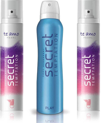

Secret Temptation 2 Te Amo Pearl and Play Body Mist - For Women(390 ml, Pack of 3)