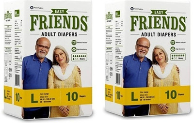 

Friends Easy adult Diaper Set of 2 Packs (10 pcs each) for Waist Size 38-60 inches - L(20 Pieces)