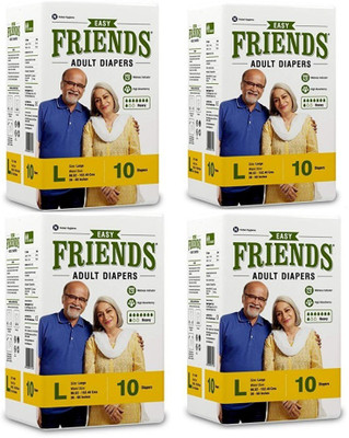 

Friends Easy adult Diaper Set of 4 Packs (10 pcs each) for Waist Size 38-60 inches - L(40 Pieces)