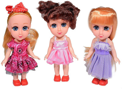 

FLICK IN Three Pretty Sisters Dolls with Beautiful Hairs and Movable Body Parts for Girls(Multicolor)