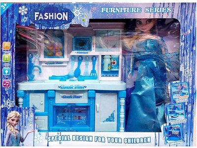 

HILY Girl's Plastic Frozen Princess Elsa Fashion Doll House with Music and Lights with Accessories(Multicolor)