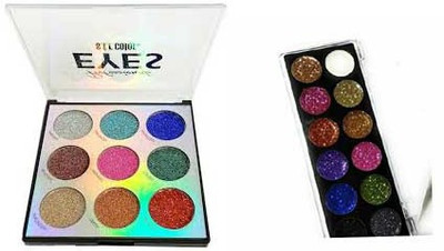 

Blushia 9 Colors Glitter With 12 Shades Multicolors Glitter Eyeshdaow 18 g(Multicolor)