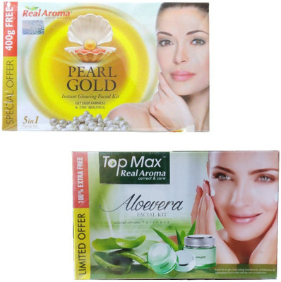 Real Aroma Pearl Gold & Aloe Vera Facial Kit 620 g(Set of 2)