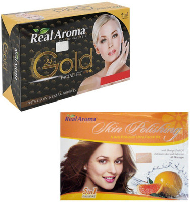 

Real Aroma 24c Gold & Skin Polishing Facial Kit 620 g(Set of 2)
