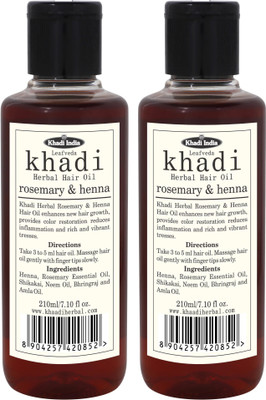 

LEAFVEDA Khadi Rosemary & Henna Hair Oil Pack of 2 Hair Oil(420 ml)
