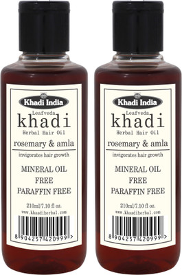 

LEAFVEDA Khadi Rosemary & Amla Mineral Oil Free Hair Oil Pack of 2 Hair Oil(420 ml)