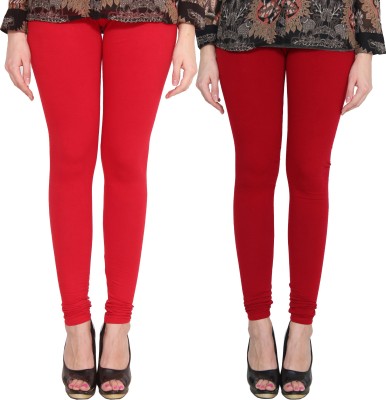 Lapza Churidar  Ethnic Wear Legging(Red, Solid)