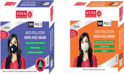 

Usha Shriram Anti Pollution Face Mask (Pack Of 2) Air Mask Activo & Purito Mask and Respirator