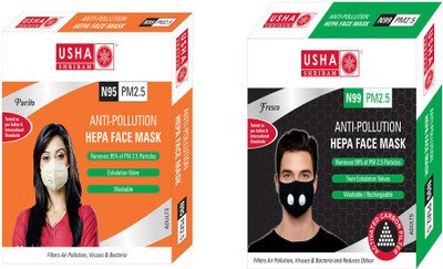 

Usha Shriram Anti Pollution Face Mask (Pack Of 2) Air Mask Fresco & Purito Mask and Respirator