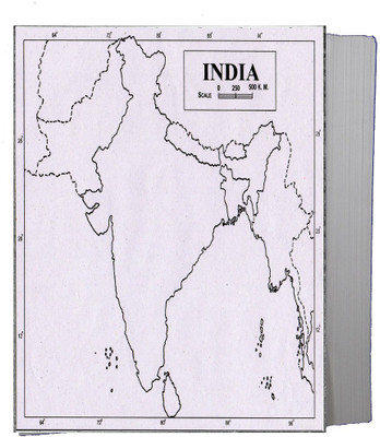CRAFTWAFT PHYSICAL MAP OF INDIA BLANK A4 67 gsm Project Paper(Set of 100, White)