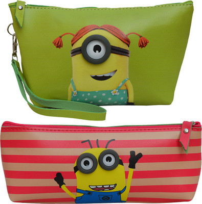 

Minaar Designer Multipurpose Stationery Pouch 4D Minions Print Art Artificial Leather Pencil Boxes(Set of 2, Multicolor)
