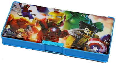 

Aero Jumbo Double Sided Magentic Avenger Print Art Plastic Pencil Box(Set of 1, Light Blue)
