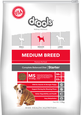 

Drools Medium Breed Starter, Premium Chicken 1.5 kg Dry Dog Food