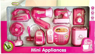 

Bestie Toys Household Set for Kids, (Set of 8) Pretend Play Set Includes Iron, Hair Dryer, Camera, Sewing Machine, Super Fan, Vaccum Cleaner, Phone, Washing Machine Best Household Set Toys