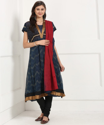 BIBA Printed Kurta, Churidar & Dupatta Set