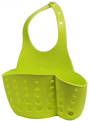 

ATOOZED Portable Hanging Drain Bag Basket Adjustable Snap Button Type Drain Rack Bath Storage Tools Sink Holder (Green Color)(Green Color)