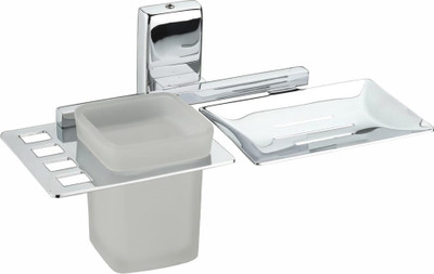 

Jovial 709 Cubix Soap Dish Holder with Toothbrush Holder, Soap Dish Stand with Toothbrush Stand, Bathroom Accessories for Home (Glossy Finish, 304 Stainless Steel, Anti Rust, Corrosion Free)(Silver)