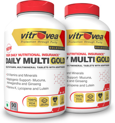 

Vitrovea DAILY-MULTI GOLD Multivitamin with Adaptogens, Antioxidants - 90 Tabs (Pack of 2)(2 No)