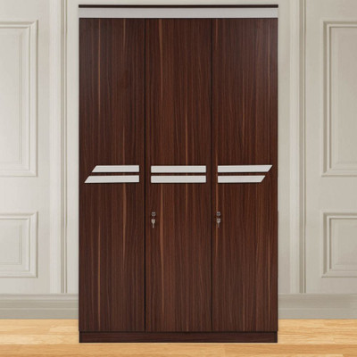 Evok Pristina Engineered Wood 3 Door Wardrobe(Finish Color - Walnut)