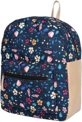 Lychee Bags BLUE FLORAL PRINTED CANVAS 10 L Backpack(Blue)