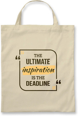 

Rawpockets ' The Ultimate Inspiration Is The Deadline ' - Natural Colour Tote Bag Multipurpose Bag(Beige, 5 L)
