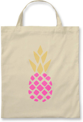 

Rawpockets ' Hand Painted Pink Pineapple ' - Natural Colour Tote Bag Multipurpose Bag(Beige, 5 L)