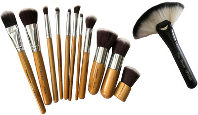 

L'Rivara 11 Piece Bamboo Makeup Brush Set + 1 Piece Fan Makeup Brush (LR-131)(Pack of 12)