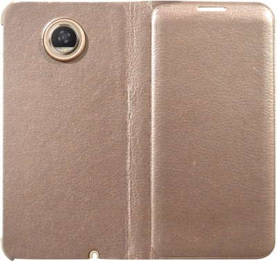 COVERBLACK Flip Cover for Motorola Moto Z2 Play - XT1710-10(Gold, Pack of: 1)