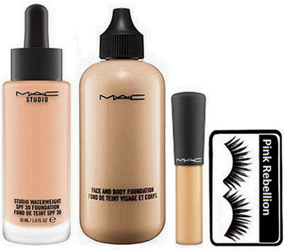 

Pink Rebellion Eyelashes, Mac Face & Body Foundation, Waterweight Spf 30 Foundation Found De Teint & Mineralize Concealer Set of 3)(Set of 4)