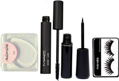 

Adorable Silicon Puff & Eyelashes & Mac Eyeliner+Mascara(Set of 4)
