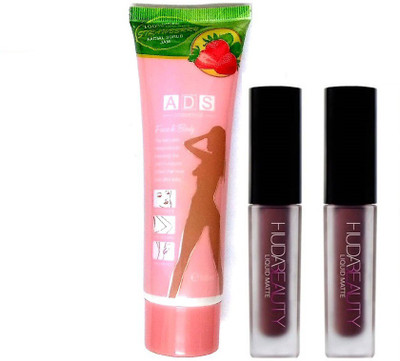 

ADS PRO Aloevera Face scrub with Two pink lipgloss(Set of 2)